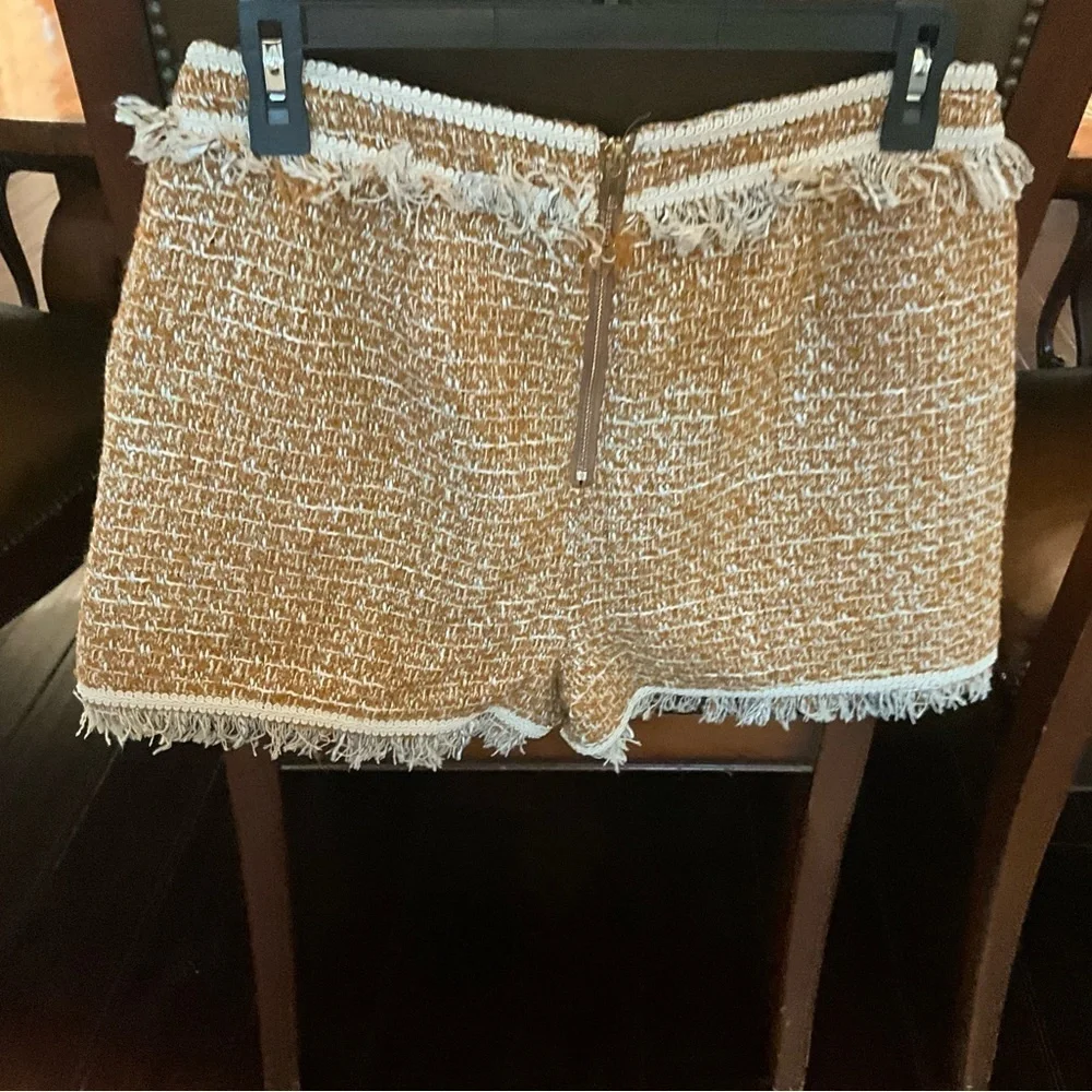 Walter Baker Tan High Waist Shorts with Textured Design
